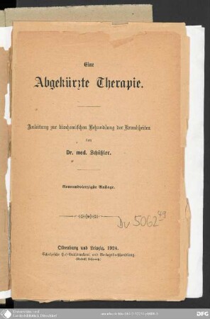 Eine abgekürzte Therapie : Anleitung zur biochemischen Behandlung der Krankheiten