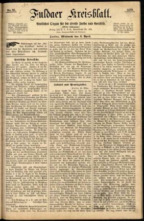 Ausgabe vom Mittwoch, den 02. April 1879.