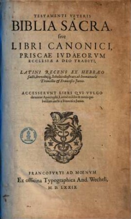 Testamenti Veteris Biblia Sacra, sive Libri Canonici, Priscae Iudaeorum Ecclesiae A Deo Traditi, 3. Quinque Libri Poetici