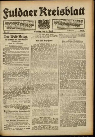 Ausgabe vom Montag, den 08. April 1918.