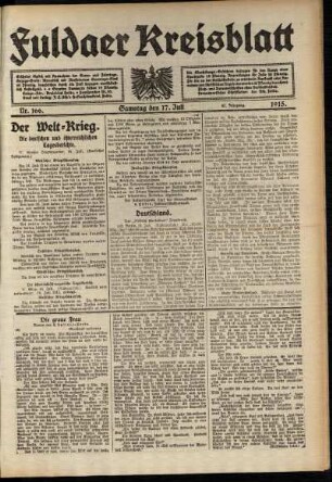 Ausgabe vom Samstag, den 17. Juli 1915.