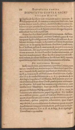 Disputatio Contra Sacrificium Missae.