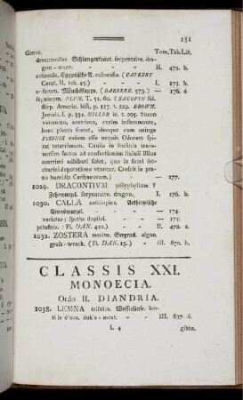 Classis XXI. Monoecia.