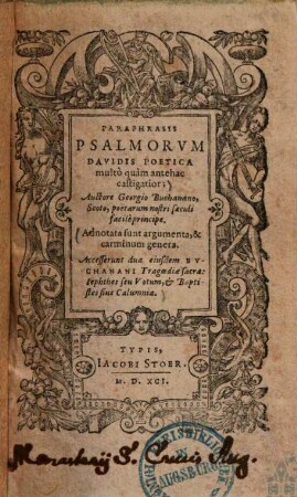 Paraphrasis psalmorum Davidicorum poetica : Adnotata sunt argumenta & carminum genera