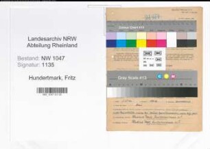 Entnazifizierung Fritz Hundertmark , geb. 08.02.1891 (Angestellter)