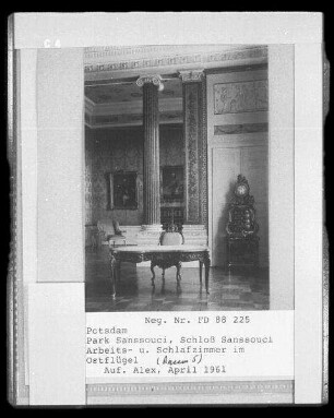 Schloß Sanssouci, Inneres, Arbeits- und Schlafzimmer