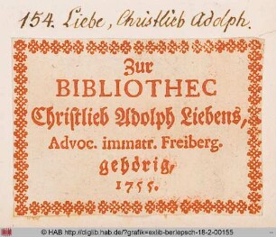 Exlibris des Christlieb Adolph Liebe