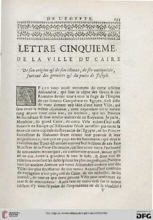 Lettre cinquième: De la ville du Caire
