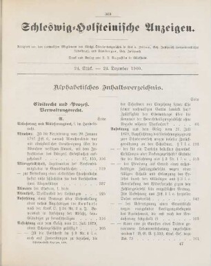Alphabetisches Inhaltsverzeichnis