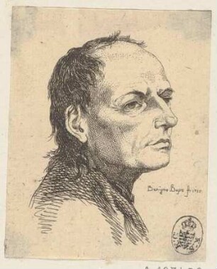 Bildnis eines Mannes im Profil nach rechts, aus der Folge "Prove d'aqua forte" oder "Têtes et Croquis"