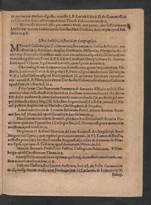 Libri Politici, Historici & Geographici.