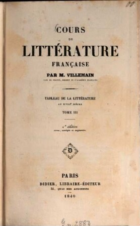 Cours de littérature française : Tableau de la littérature au XVIIIe siècle. T. 3