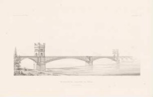 Rheinbrücke, Koblenz: Perspektivische Ansicht (aus: Atlas zur Zeitschrift für Bauwesen, hrsg. v. F. Endell, Jg. 31, 1881)