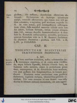 Cap. II. Therapeuticam Dysenteriae Tractationem Proponens.