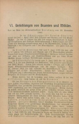 VI. Verfehlungen von Beamten und Militärs