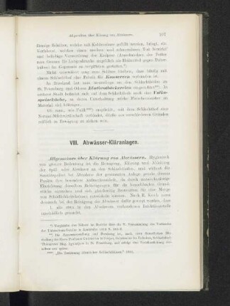 VIII. Abwasser-Kläranlagen.
