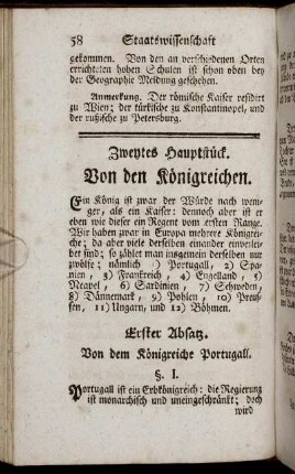Zweytes Hauptstück. Von den Königreichen.