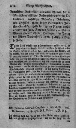 Auserlesene Rechts-Fälle aus allen Theilen der in Teutschland üblichen Rechtsgelehrsamkeit. Bd.3.,T.2.