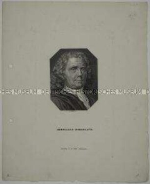 Bildnis des Mediziners Hermann Boerhaave im Achteck