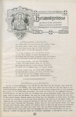 32.1918: Heimatgrüsse an die im Felde stehenden Patres, Fratres u. Brüder der Thüringischen Franziskanerprovinz