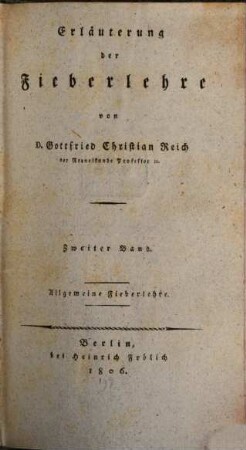 Erläuterung der Fieberlehre, 2. Allgemeine Fieberlehre