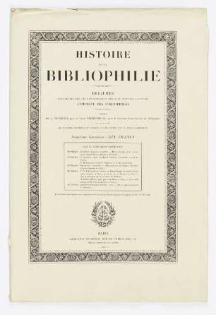 Titelblatt der Folge "Geschichte der Bibliophilie"