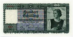 Geldschein, 100 Schilling (ATS), 2.1.1936