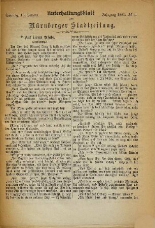 Nürnberger Stadtzeitung. Unterhaltungsblatt der Nürnberger Stadtzeitung. 1881, 1 - 9