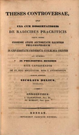 Radices Pracriticae : Dissertatio inauguralis