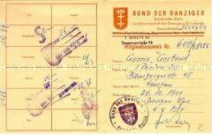 Mitgliedsausweis des Bundes der Danziger