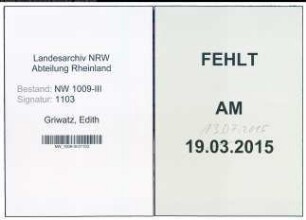 Entnazifizierung Edith Griwatz , geb. 13.05.1920 (Lehramtsanwaerterin)