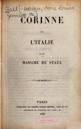 Corinne ou l'Italie