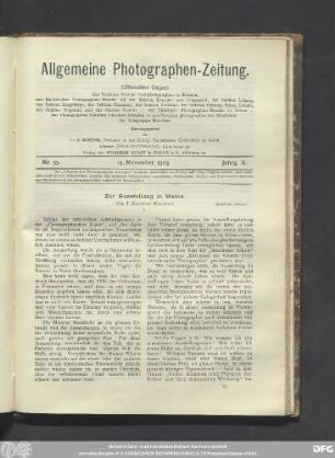 Nr. 33. 13. November 1903. Jahrg. X.