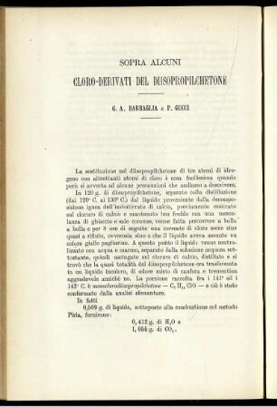 Sopra Alcuni Cloro-Derivati Del Diisopropilchetone