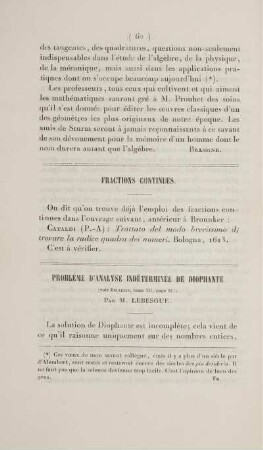 Problème d'analyse indéterminée de Diophante. [Fortsetzung]