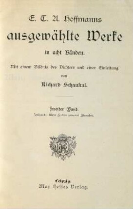 Bd. 2: Klein Zaches genannt Zinnober