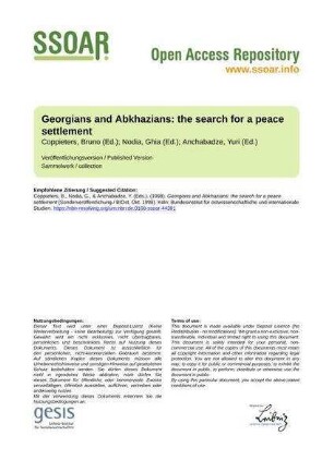 Georgians and Abkhazians: the search for a peace settlement