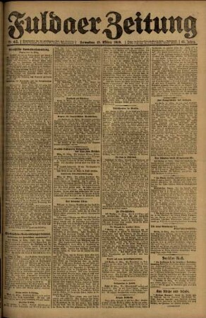 Erste Ausgabe vom Samstag, den 15. März 1919.
