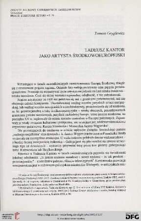 21: Tadeusz Kantor jako artysta środkowoeuropejski
