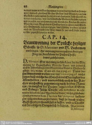 Cap. 14. Beantwortung der Sprüche heyliger Schrifft