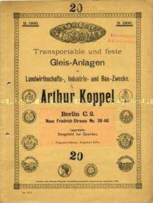 Transportable und feste Gleis-Anlagen für Landwirthschafts-, Industrie- und Bau-Zwecke.