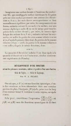Développement d'une fonction.