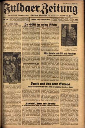 Ausgabe vom Dienstag, den 13. Dezember 1938.