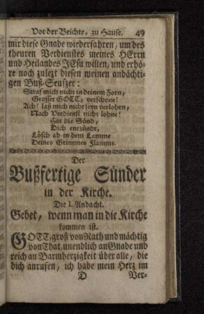 Der Bußfertige Sünder in der Kirche.