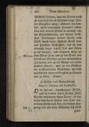 8) Gebet und Betrachtung Von der Heiligung und Dankbarkeit.
