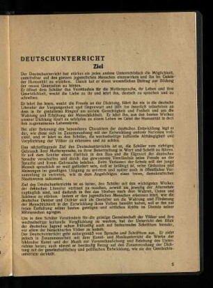Deutschuntericht: Ziel