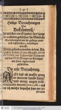 Heilige Betrachtungen Der Bekäntniß/ [...]