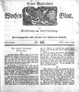 No. 42, Sonnabend, den 15.Oktober 1836