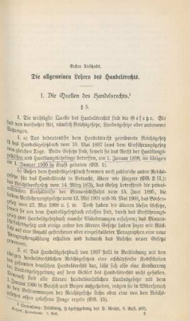 Erster Abschnitt. Die allgemeinen Lehren des Handelsrechts