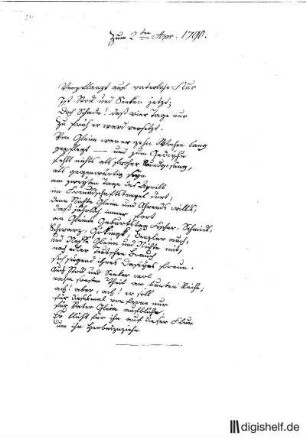 54: Brief von Unbekannt an Johann Wilhelm Ludwig Gleim